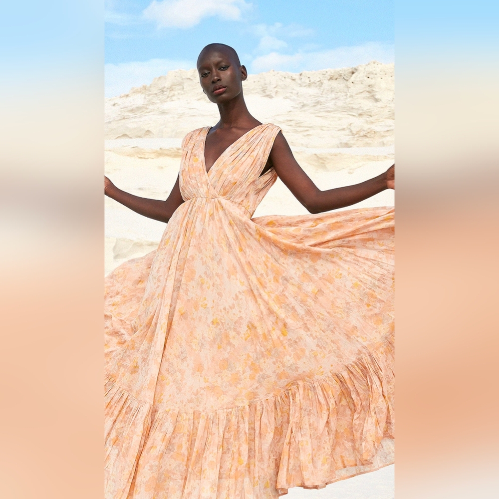 Anthropologie Mes Demoiselles Paris Sunkissed Floral Dress in Ocre 36 NWT 4